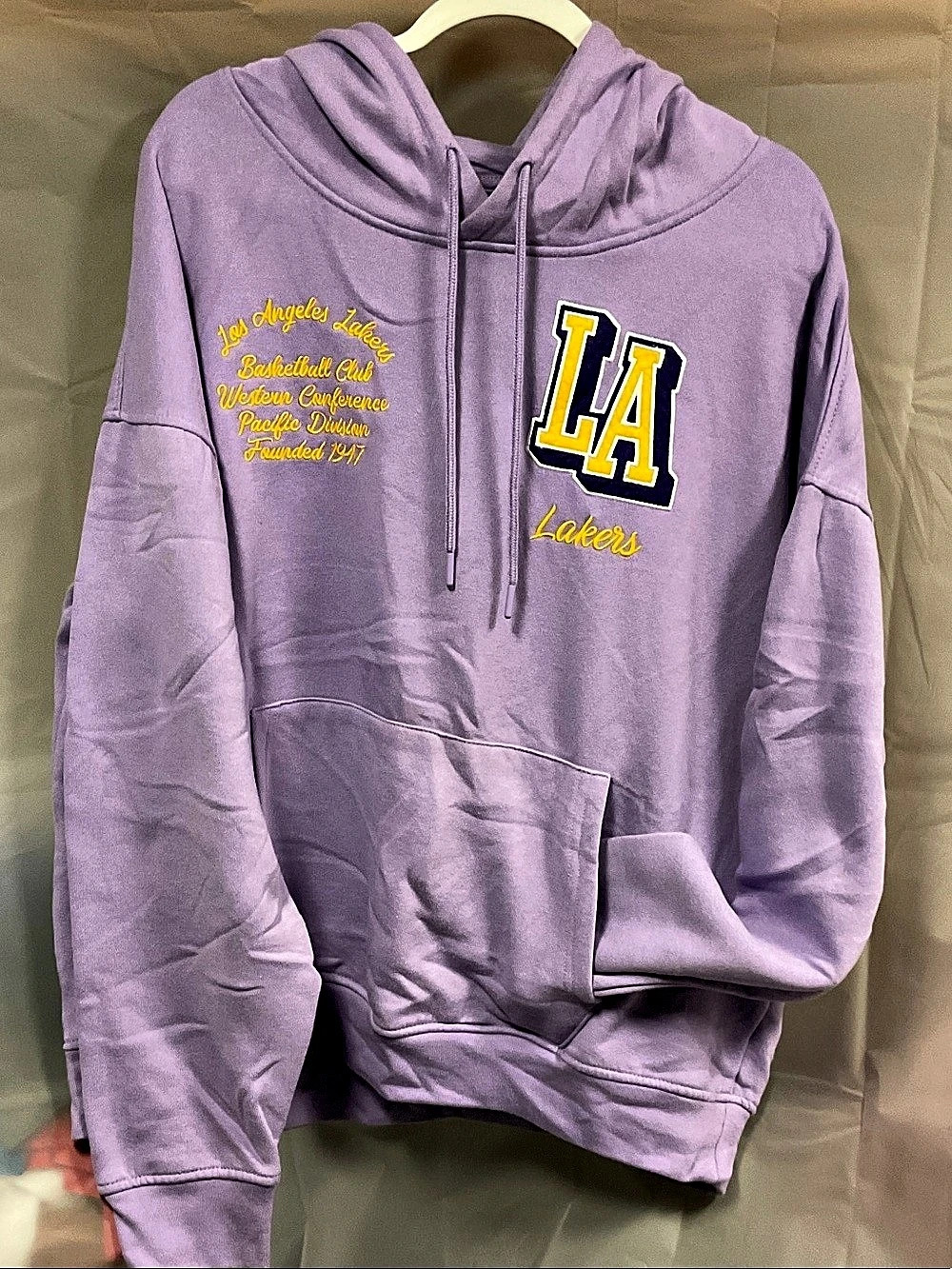 NBA Los Angeles Lakers Purple Yellow Hoodie Size XL
